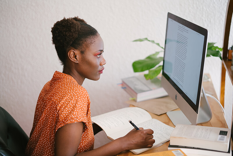 woman at her computer